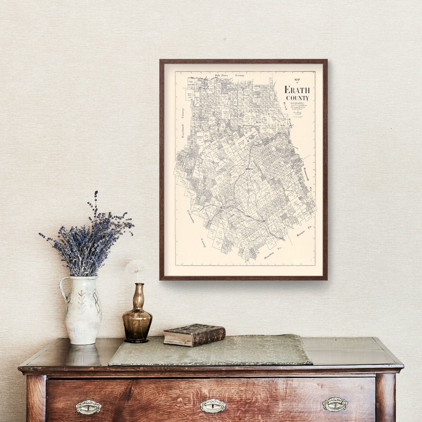 Vintage Map of Erath County, Texas, 1896