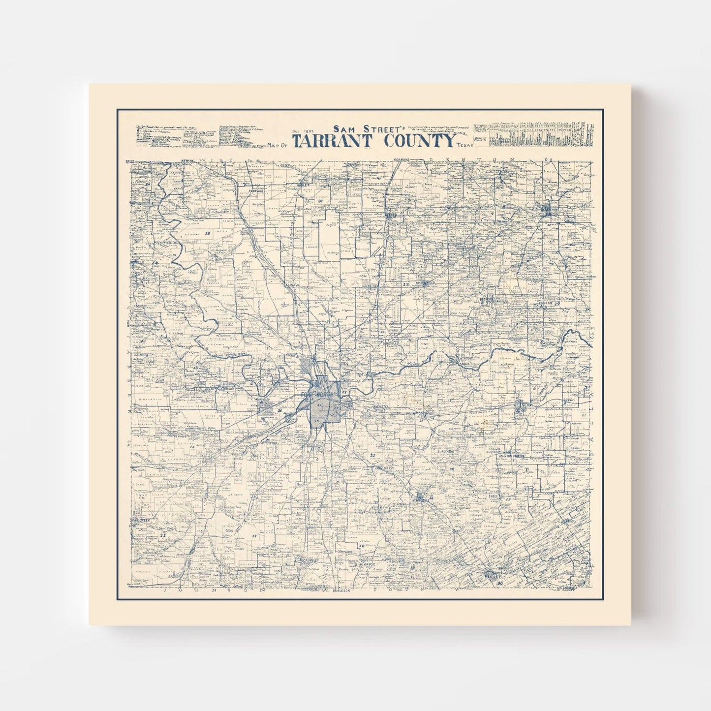Vintage Map of Tarrant County, Texas, 1895