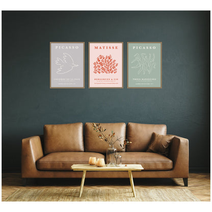 Abstract Bird and Dance 3 Piece Framed Canvas Art Set