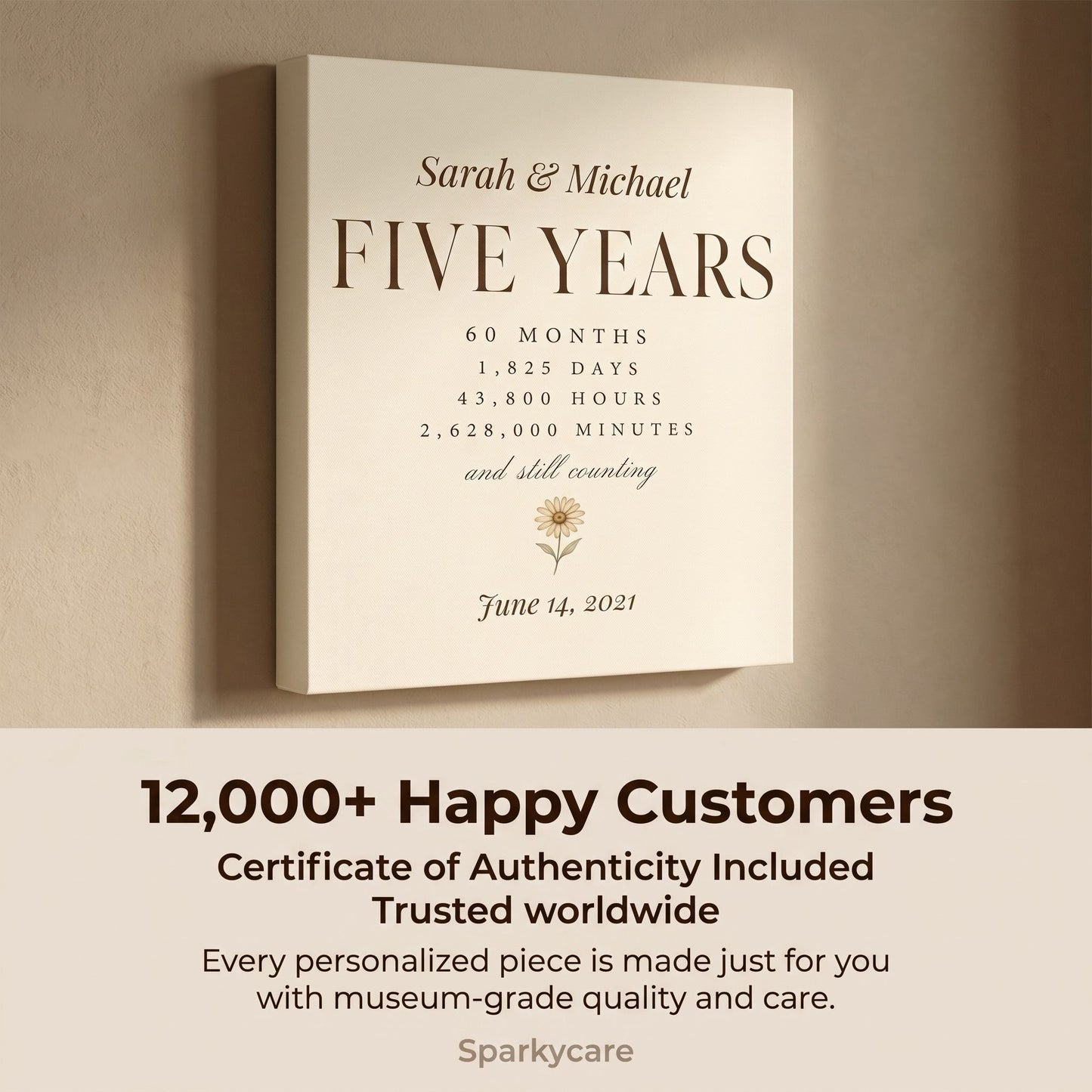 Personalized 5 Year Anniversary Canvas