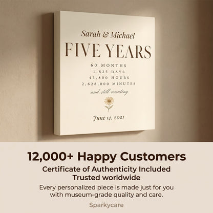 Personalized 5 Year Anniversary Canvas - 40x50 cm / 16x20″ / Canvas - Sparkycare