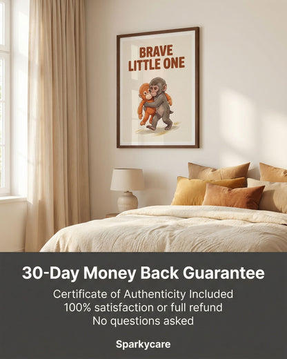 Brave Little One Monkey Poster - Bold Typography Framed Art