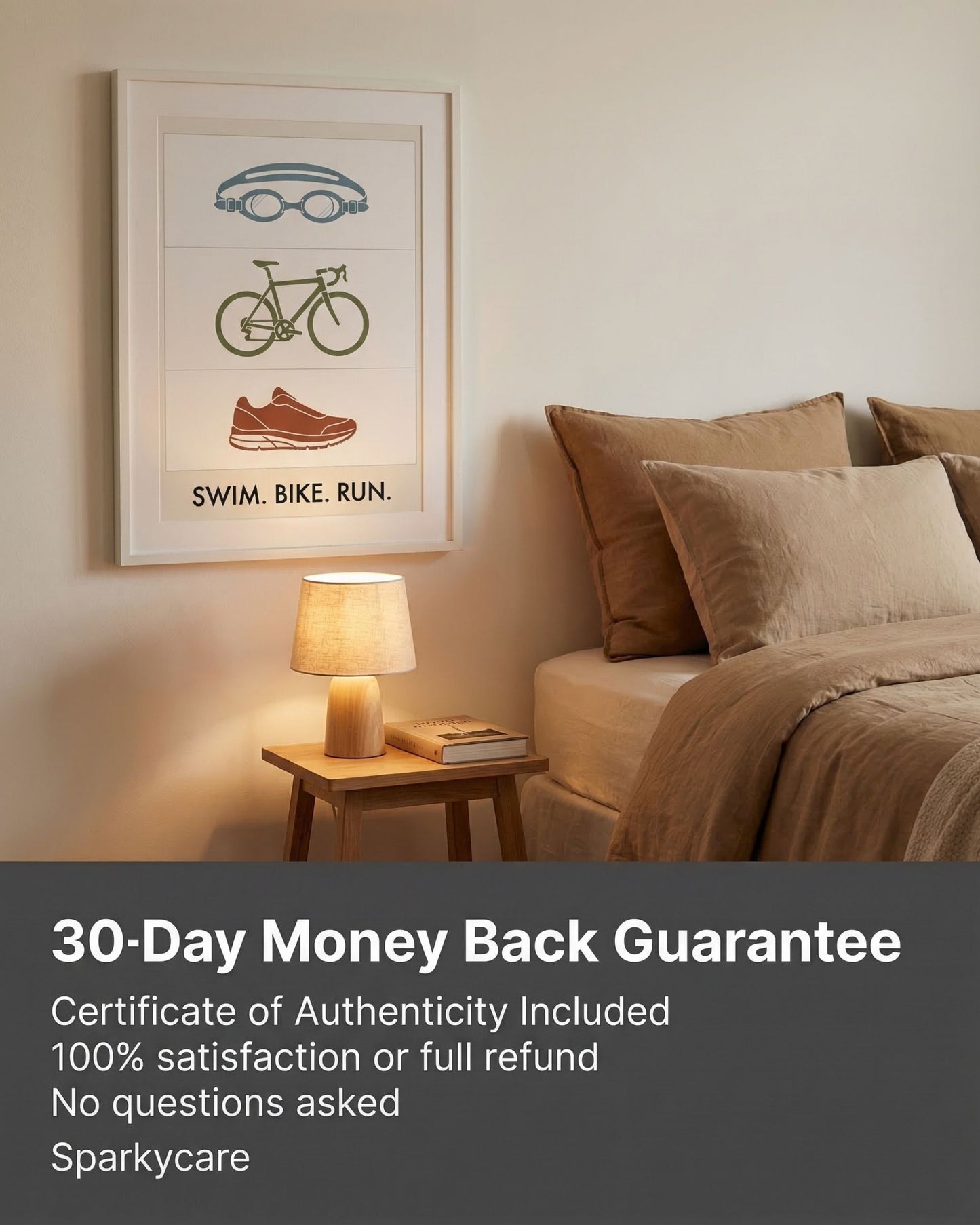 Swim Bike Run Poster: Minimalist Triathlon Icons Wall Art