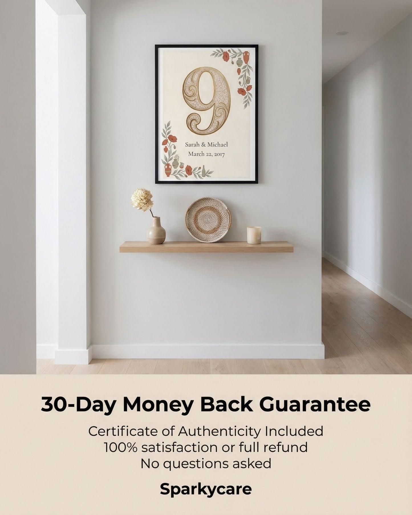 Personalized 9th Anniversary Wall Art