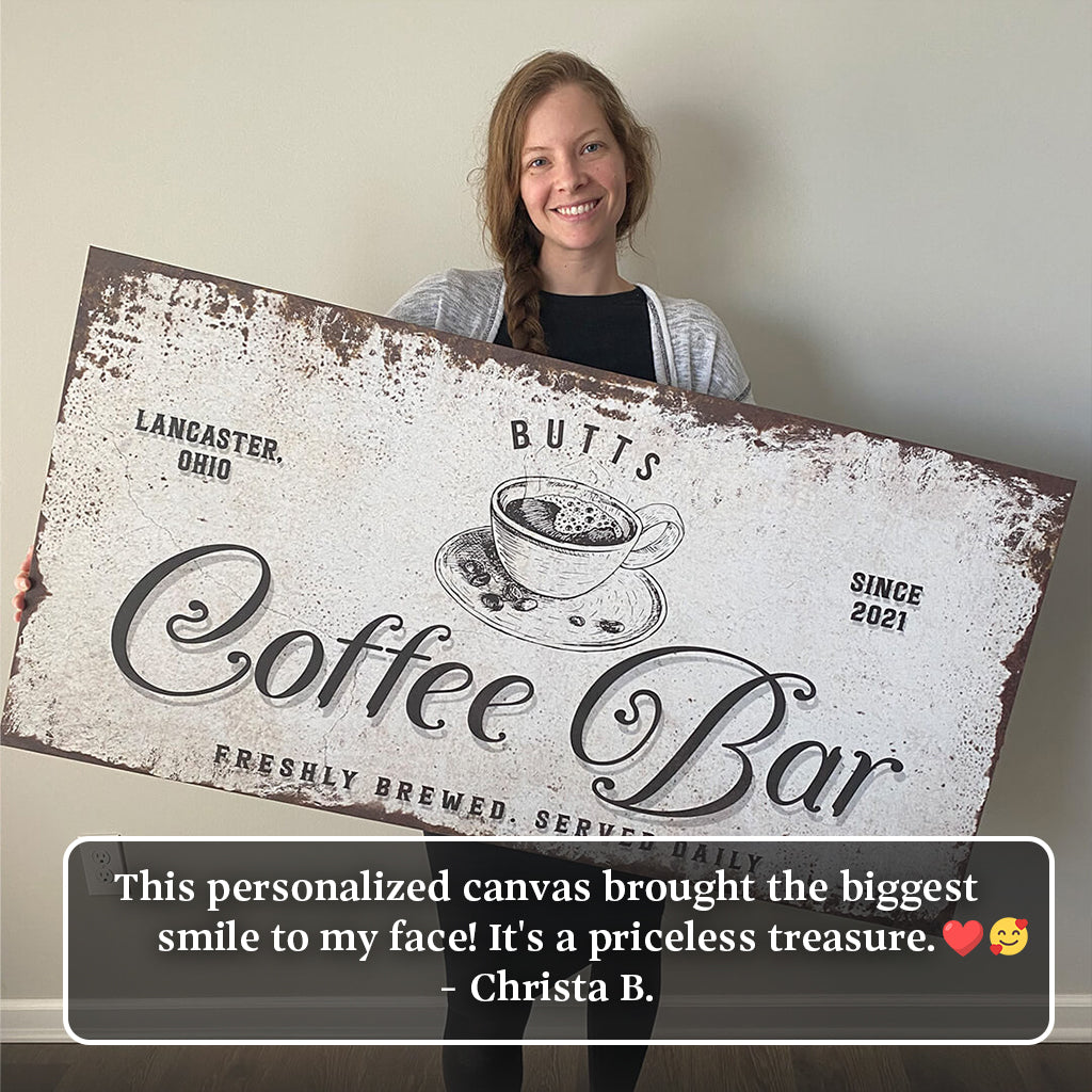 Personalized Coffee Bar Canvas Sign