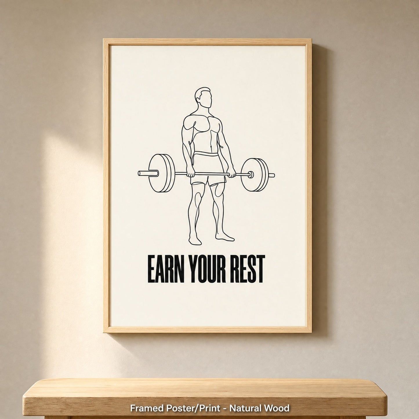 Barbell Wall Art for Home Gym - Framed Minimalist Deadlift Print