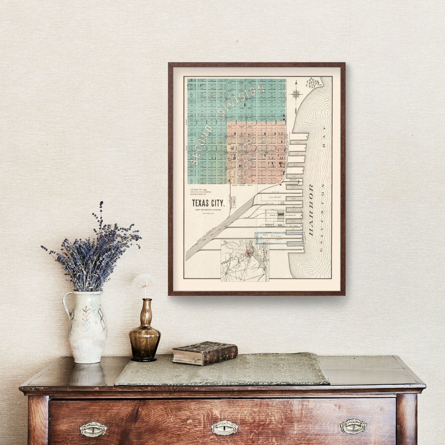 Vintage Map of Texas City, Texas, 1893