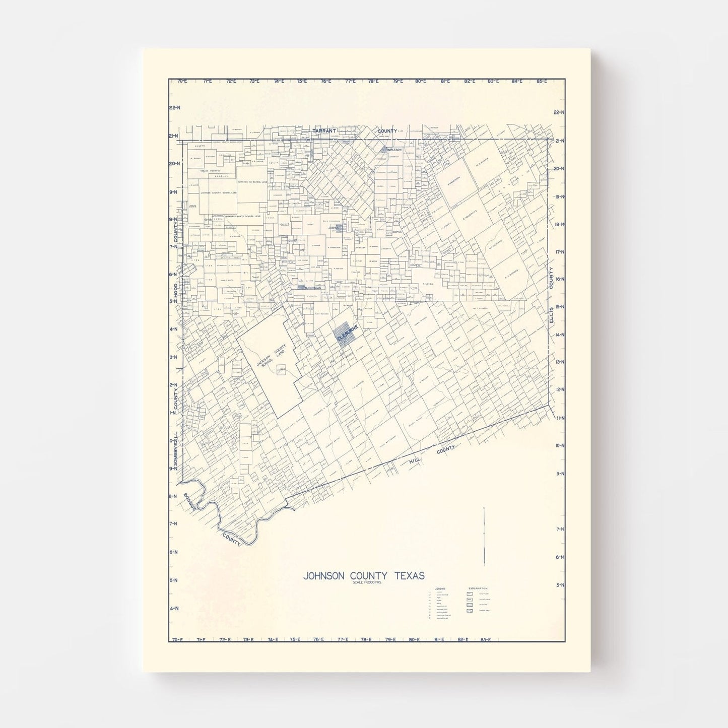 Vintage Map of Johnson County, Texas, 1899