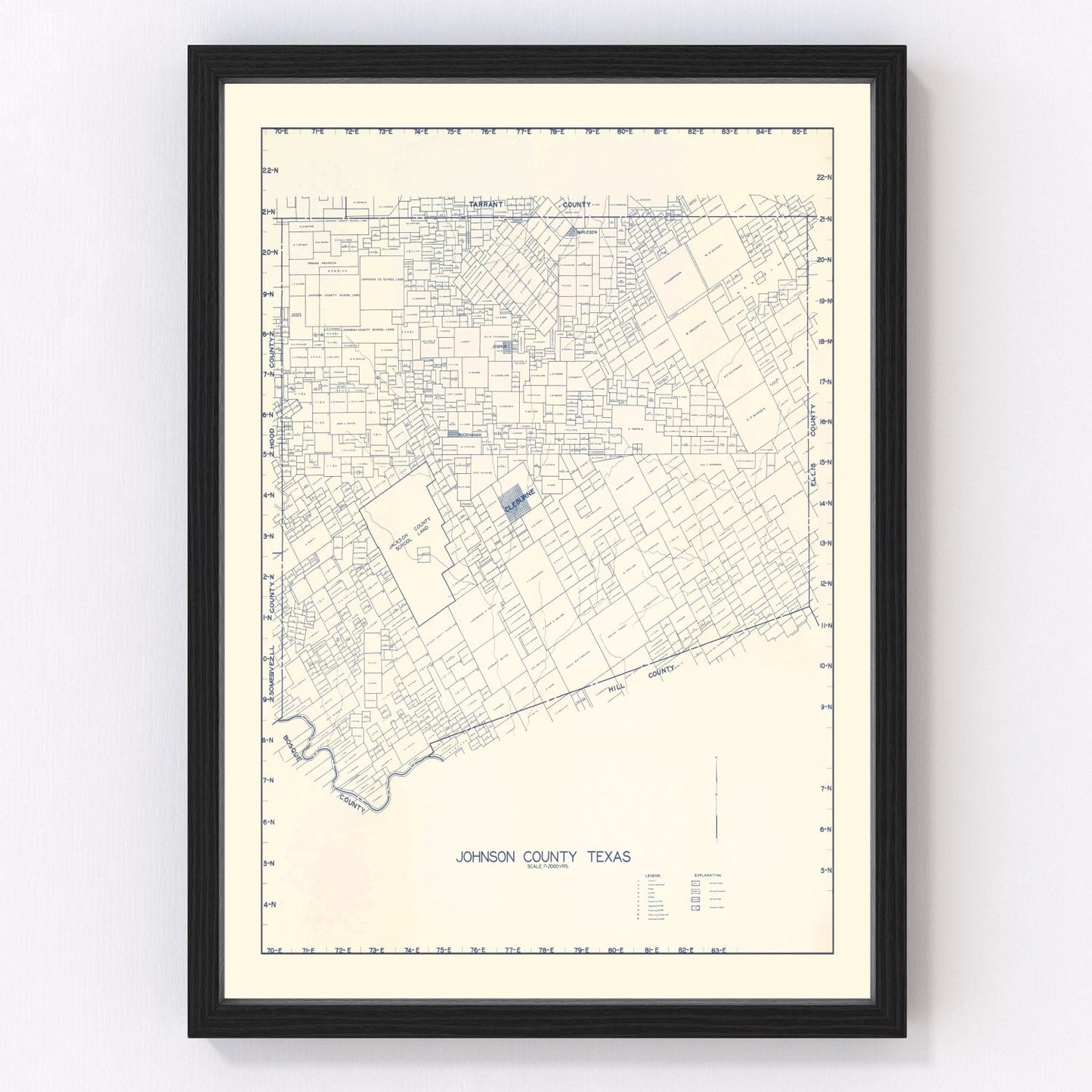 Vintage map of Johnson County, Texas, 1899