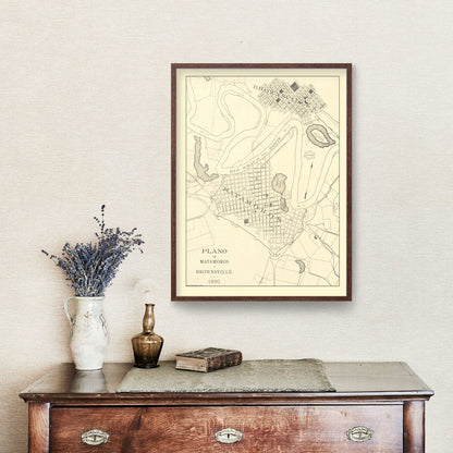 Vintage Map of Brownsville, Texas, 1890