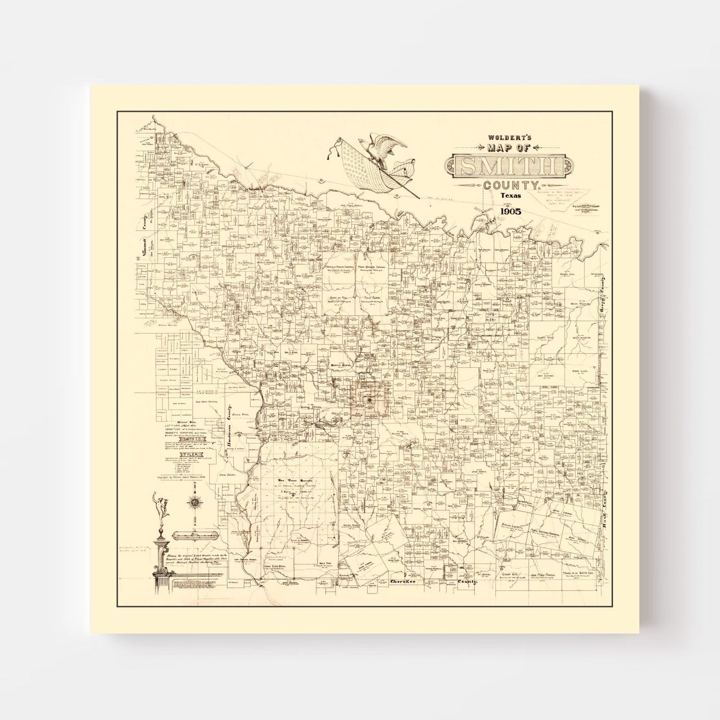 Vintage Map of Smith County, Texas, 1905