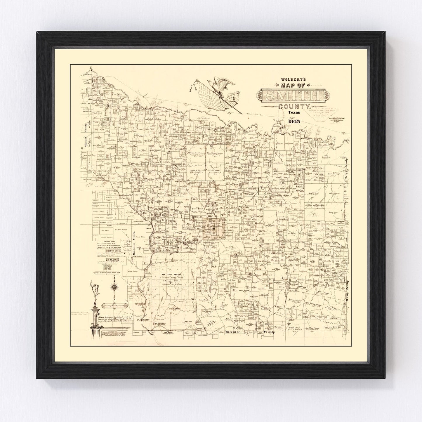Vintage map of Smith County, Texas, 1905