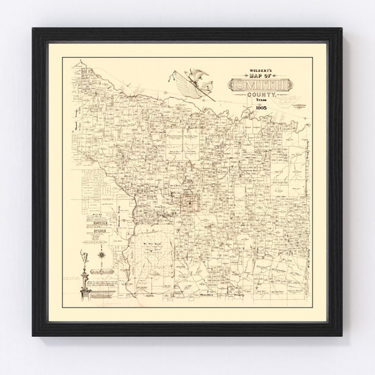Vintage map of Smith County, Texas, 1905