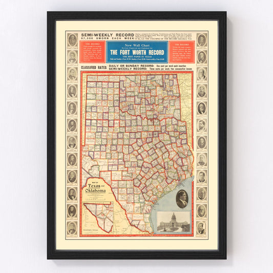 vintage map of Texas, 1912