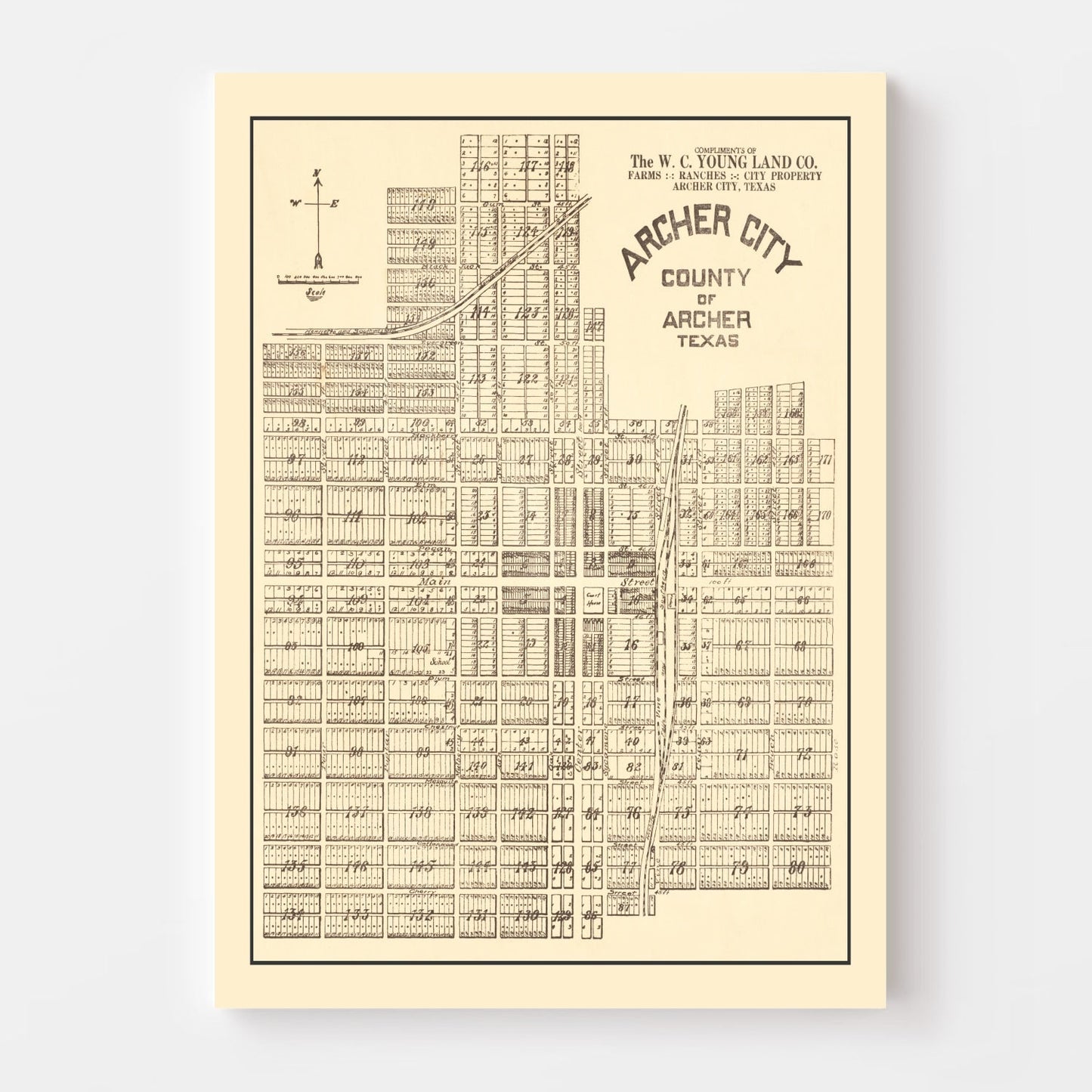Vintage Map of Archer, Texas, 1921