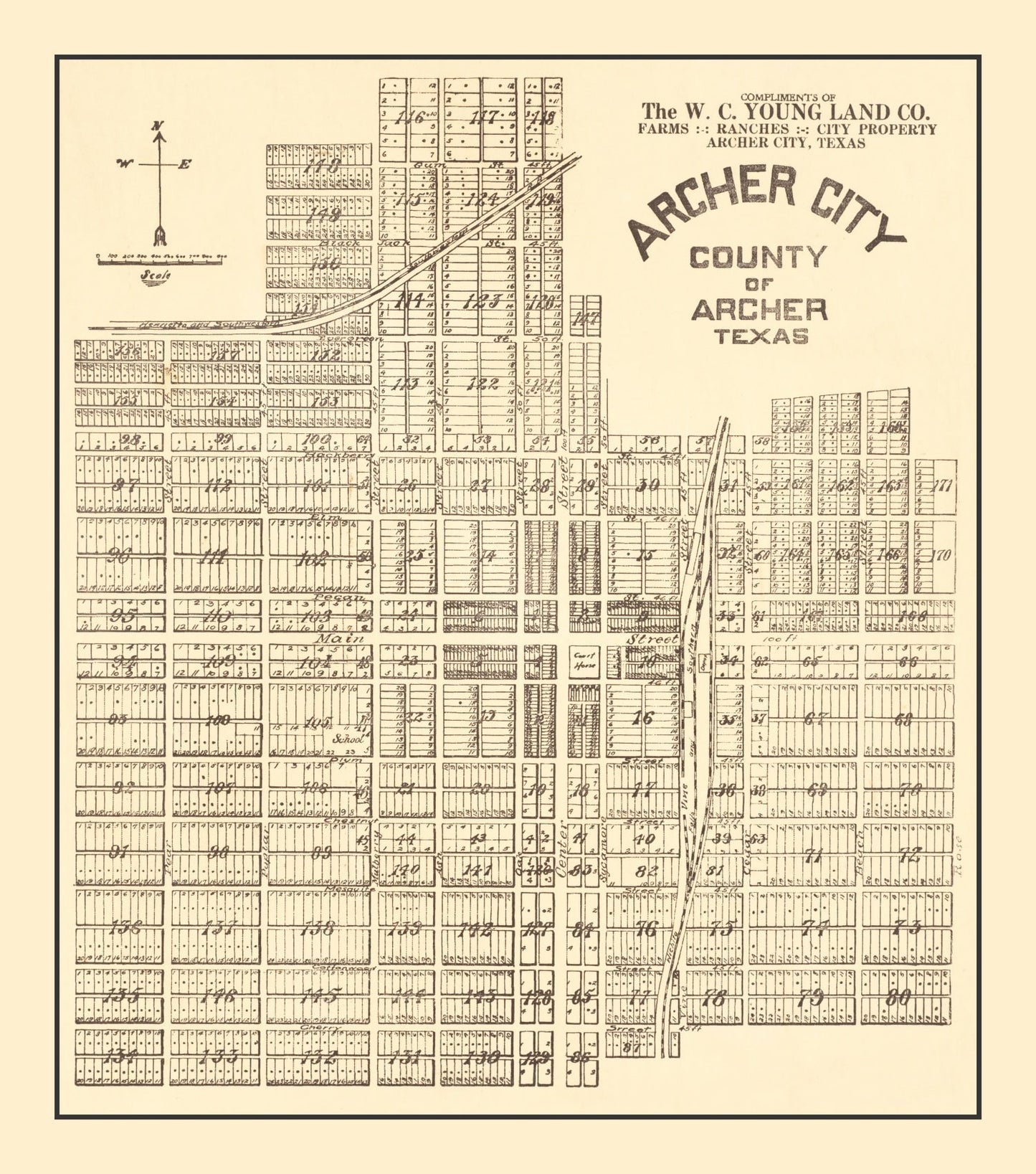 Vintage Map of Archer, Texas, 1921