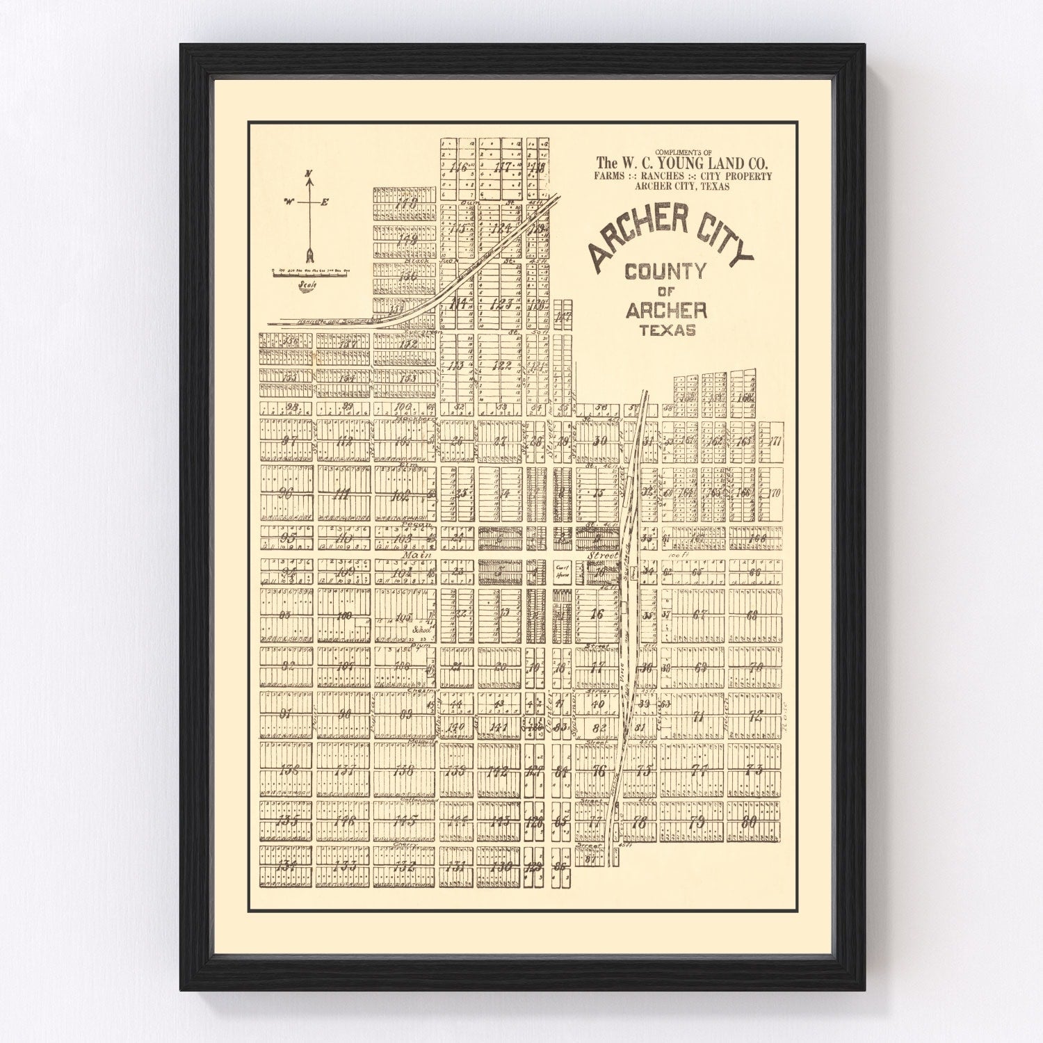 vintage map of Archer, Texas, 1921