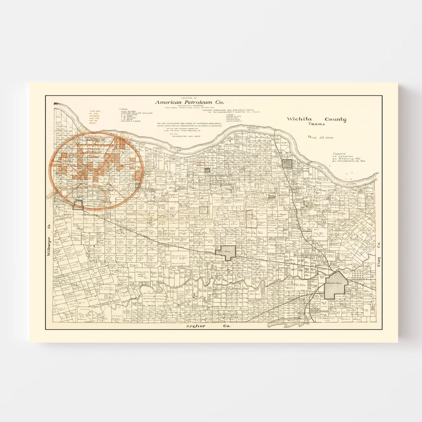 Vintage Map of Wichita County, Texas, 1918