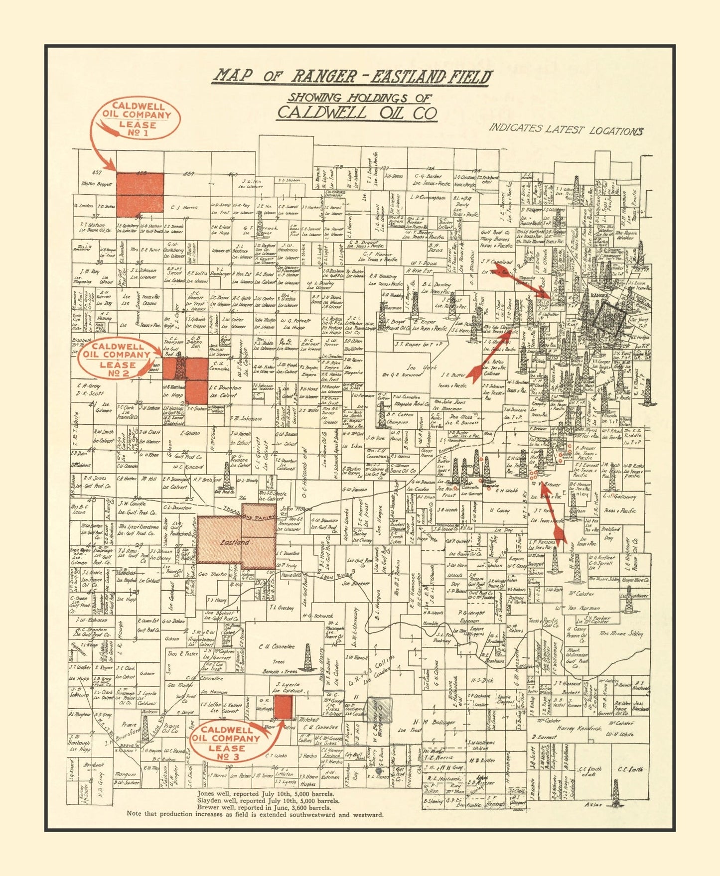 Vintage Map of Ranger, Eastland County, Texas, 1918