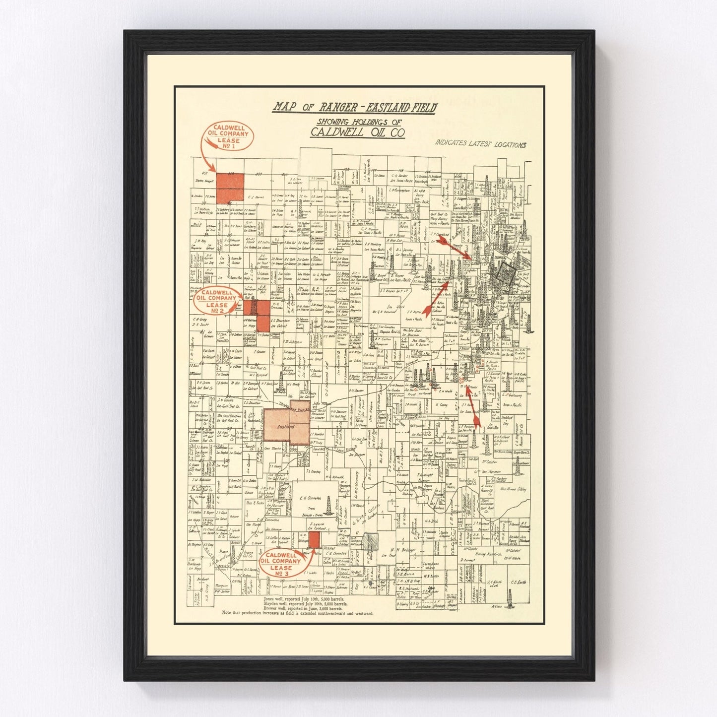Vintage map of Ranger, Texas, 1918