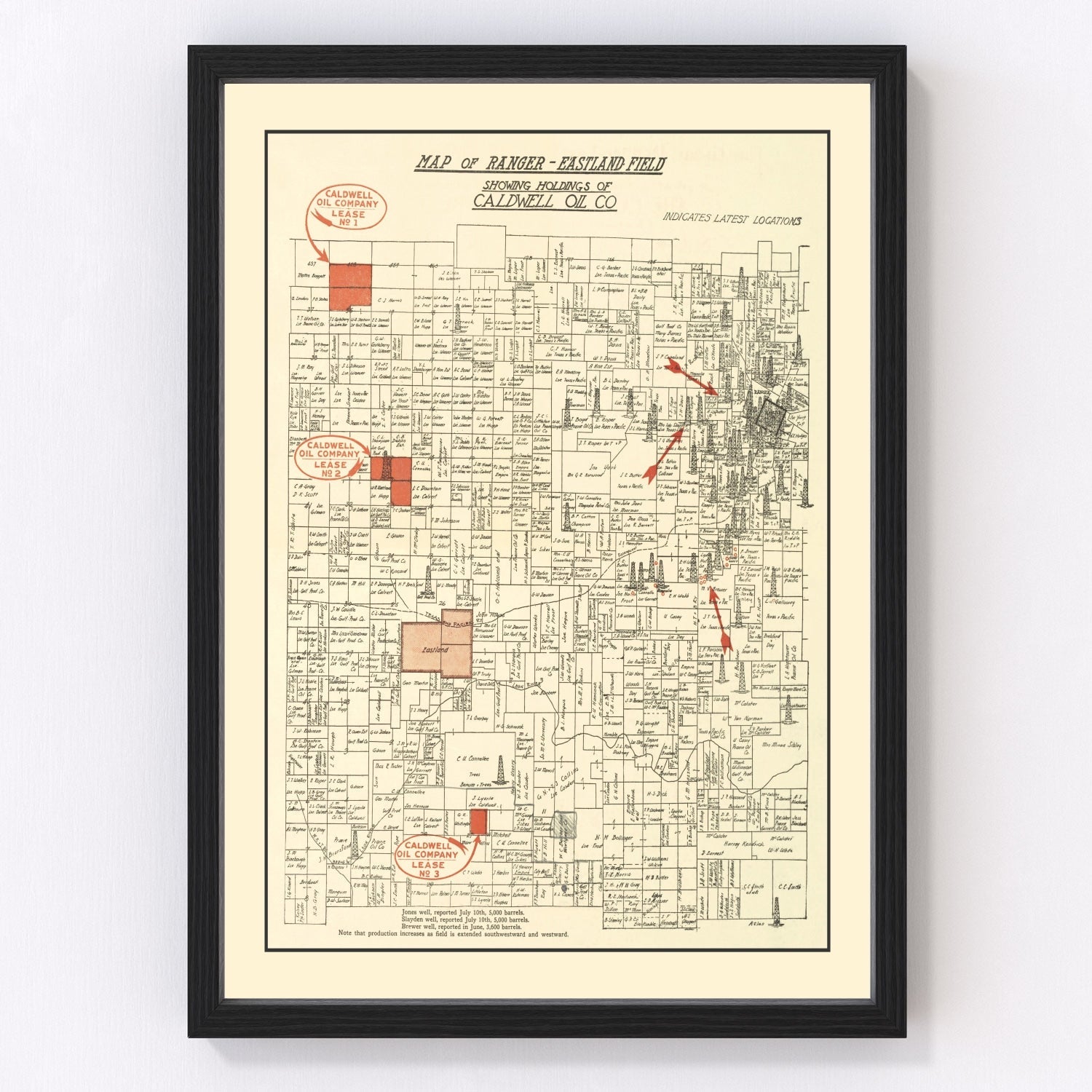 Vintage map of Ranger, Texas, 1918