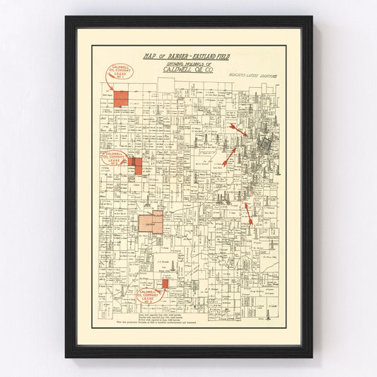 Vintage map of Ranger, Texas, 1918