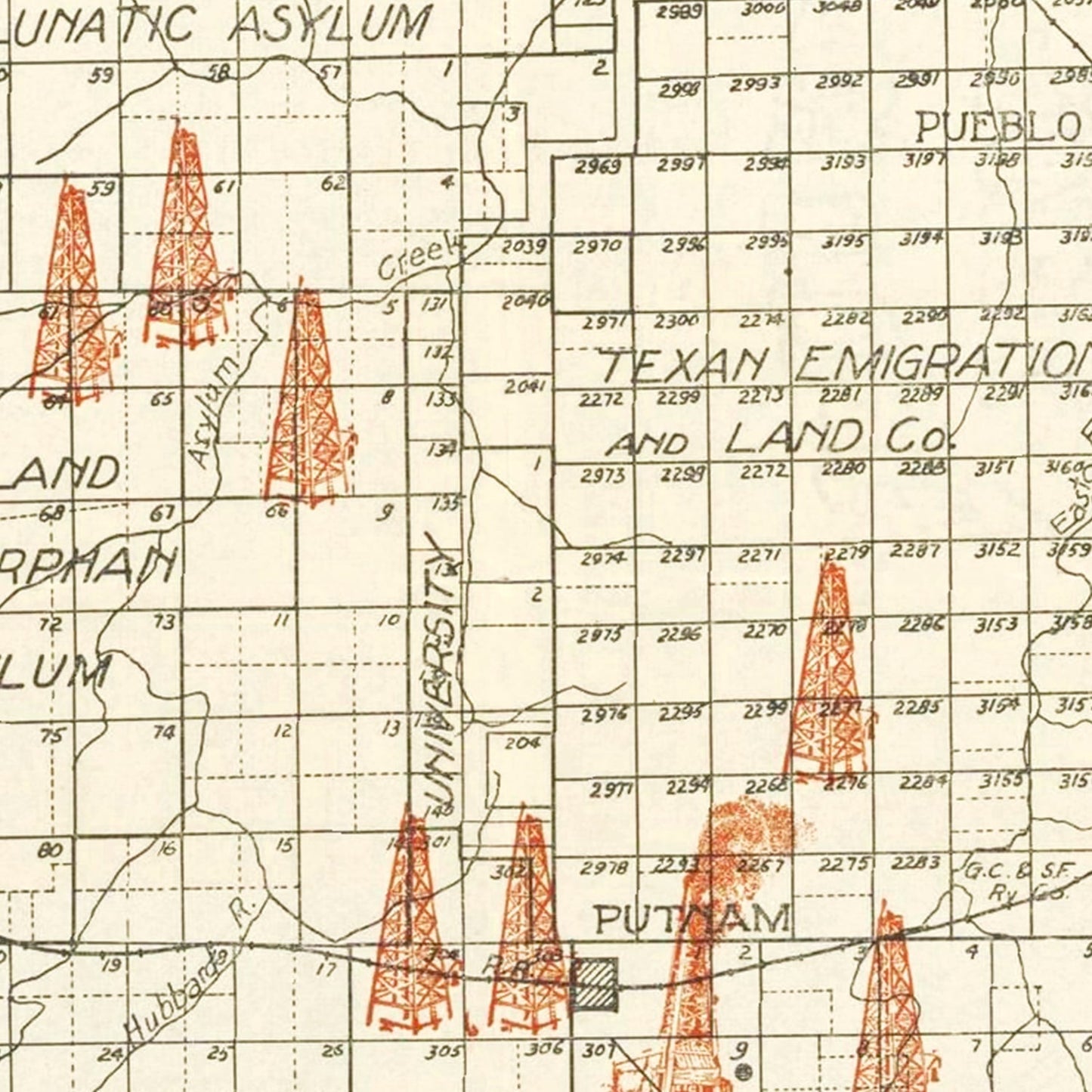 Vintage Map of Callahan County, Texas, 1919