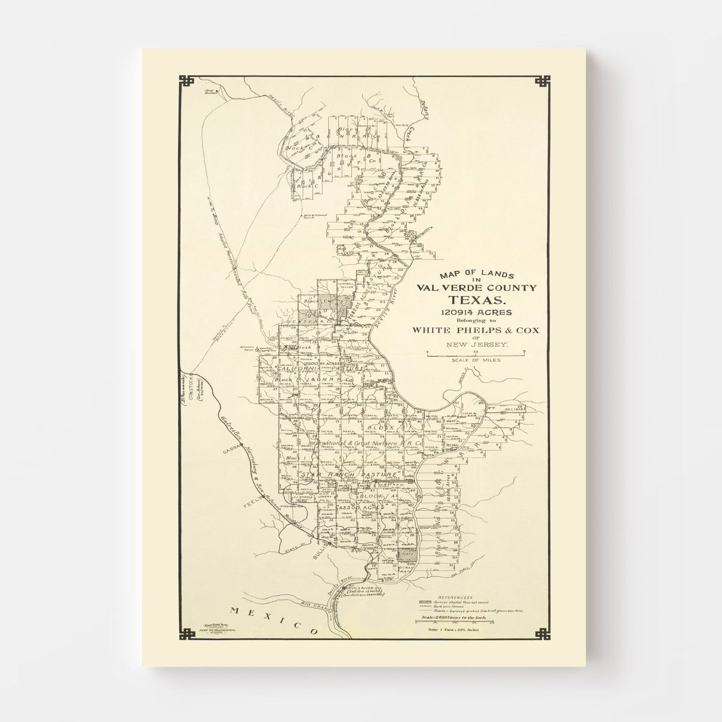 Vintage Map of Val Verde County, Texas, 1913