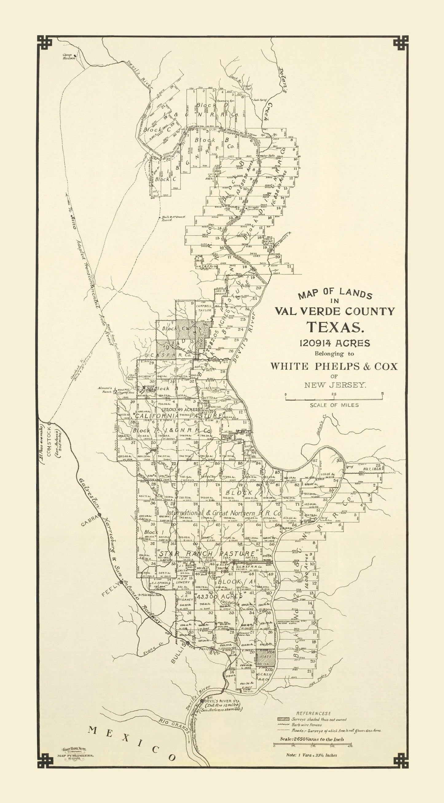Vintage Map of Val Verde County, Texas, 1913