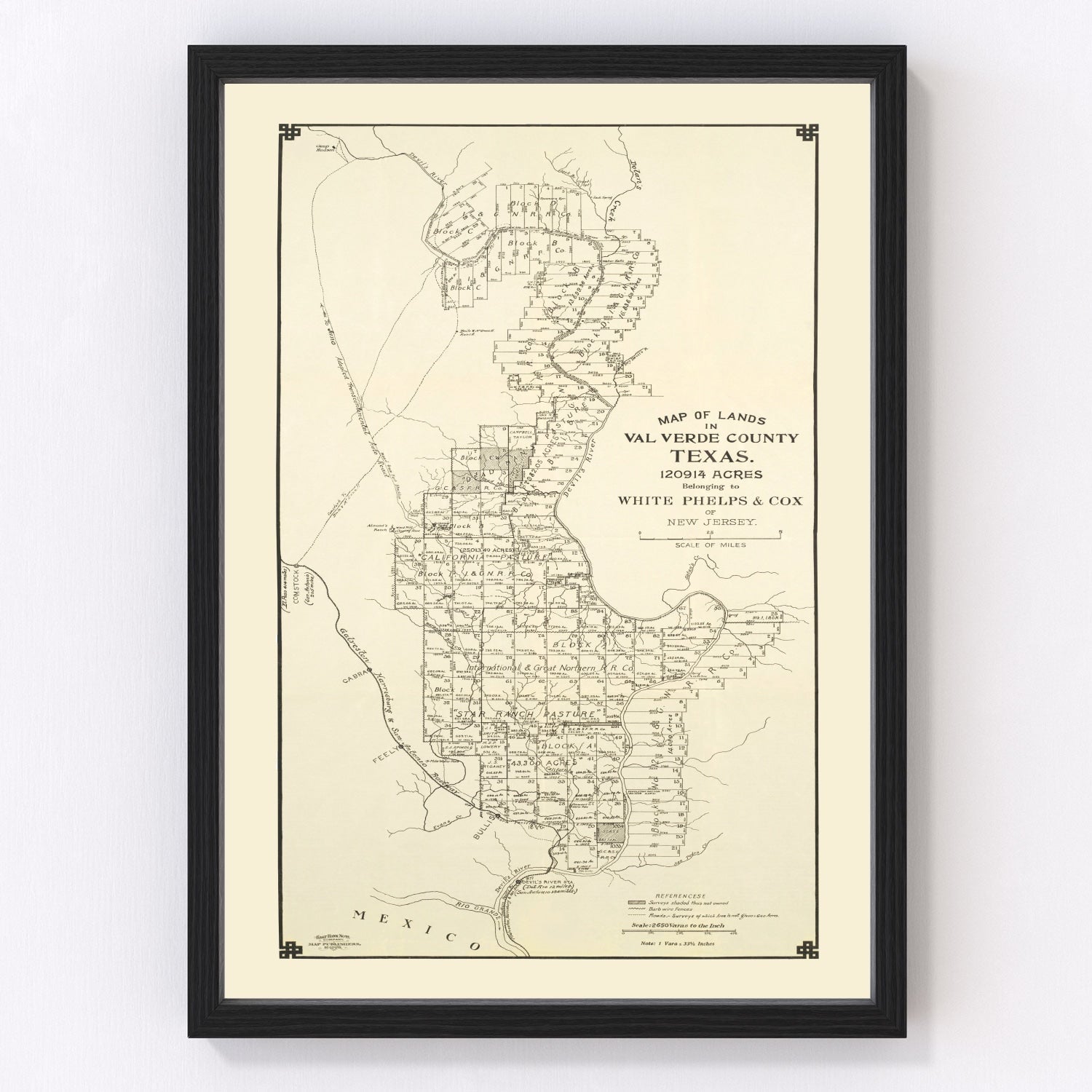 Vintage map of Val Verde County, Texas, 1913