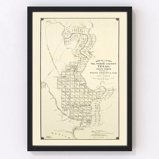 Vintage map of Val Verde County, Texas, 1913