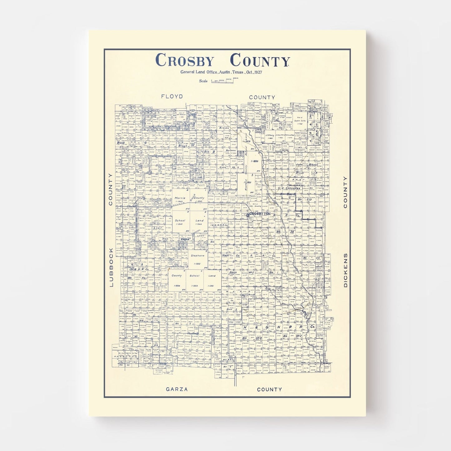 Vintage Map of Crosby County, Texas 1927