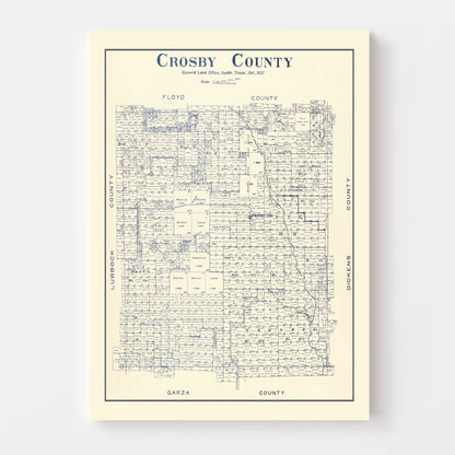 Vintage Map of Crosby County, Texas 1927