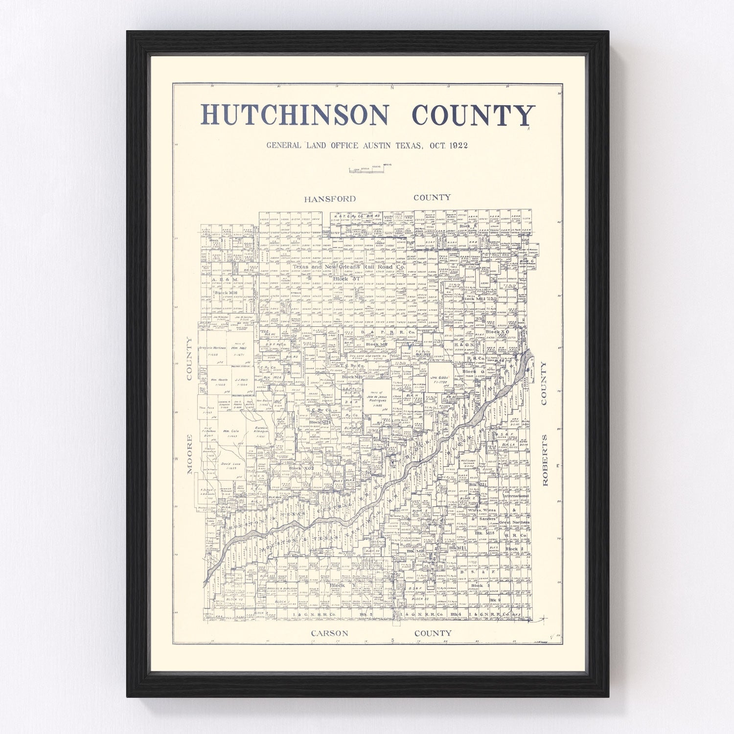 Vintage map of Hutchinson County, Texas, 1922