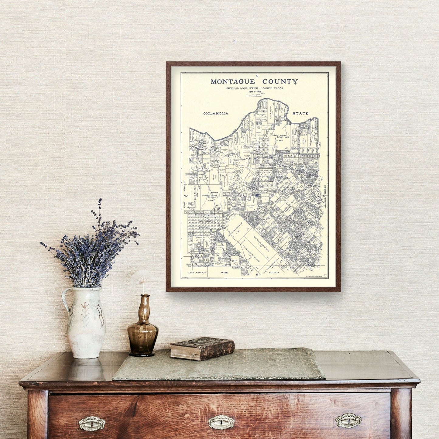 Vintage Map of Montague County, Texas, 1924