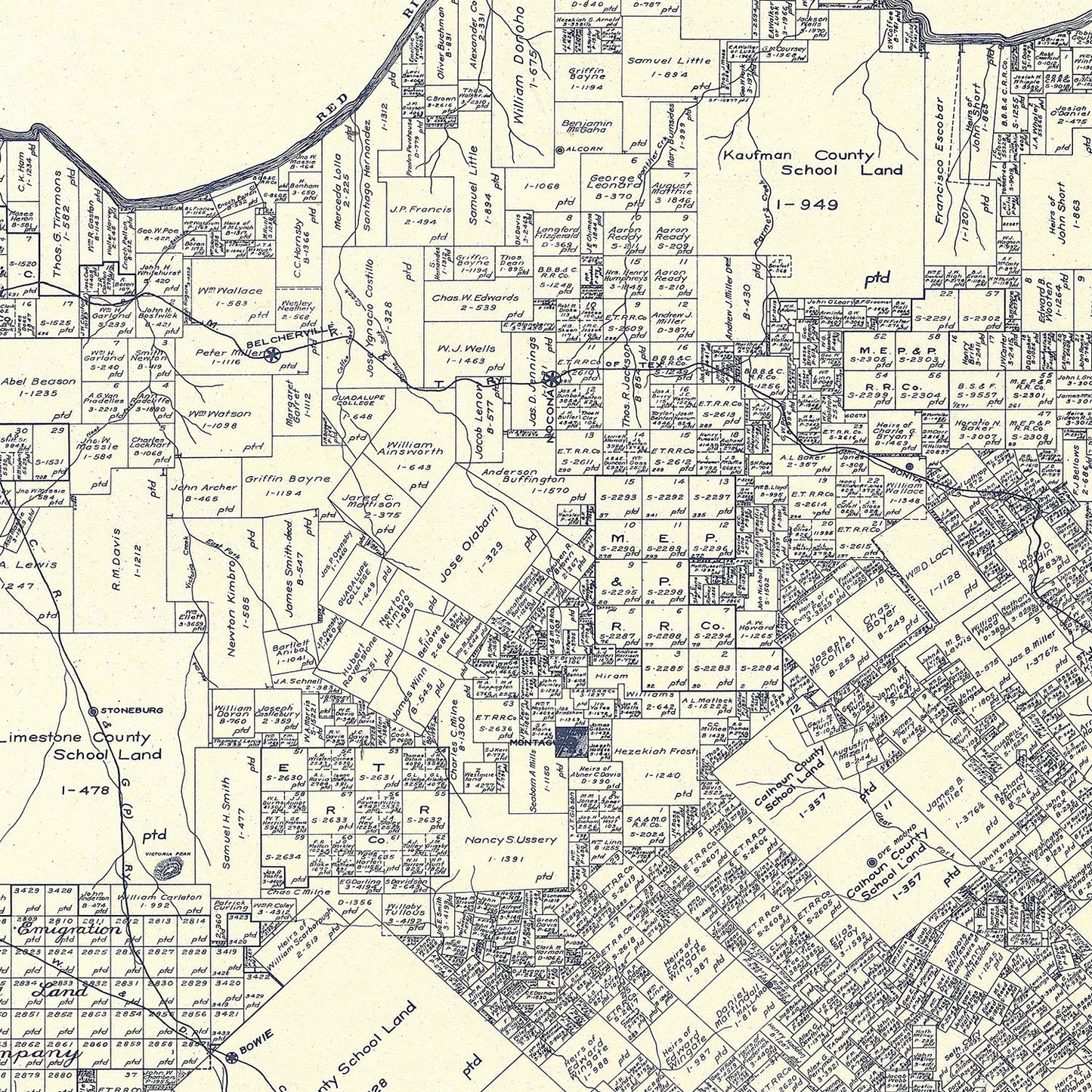 Vintage Map of Montague County, Texas, 1924