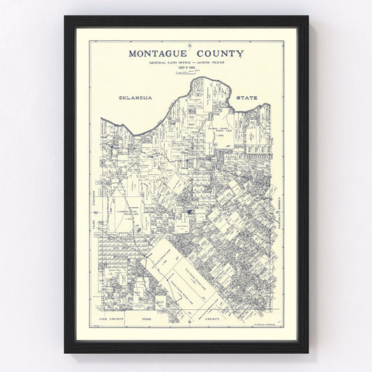 Vintage map of Montague County, Texas, 1924