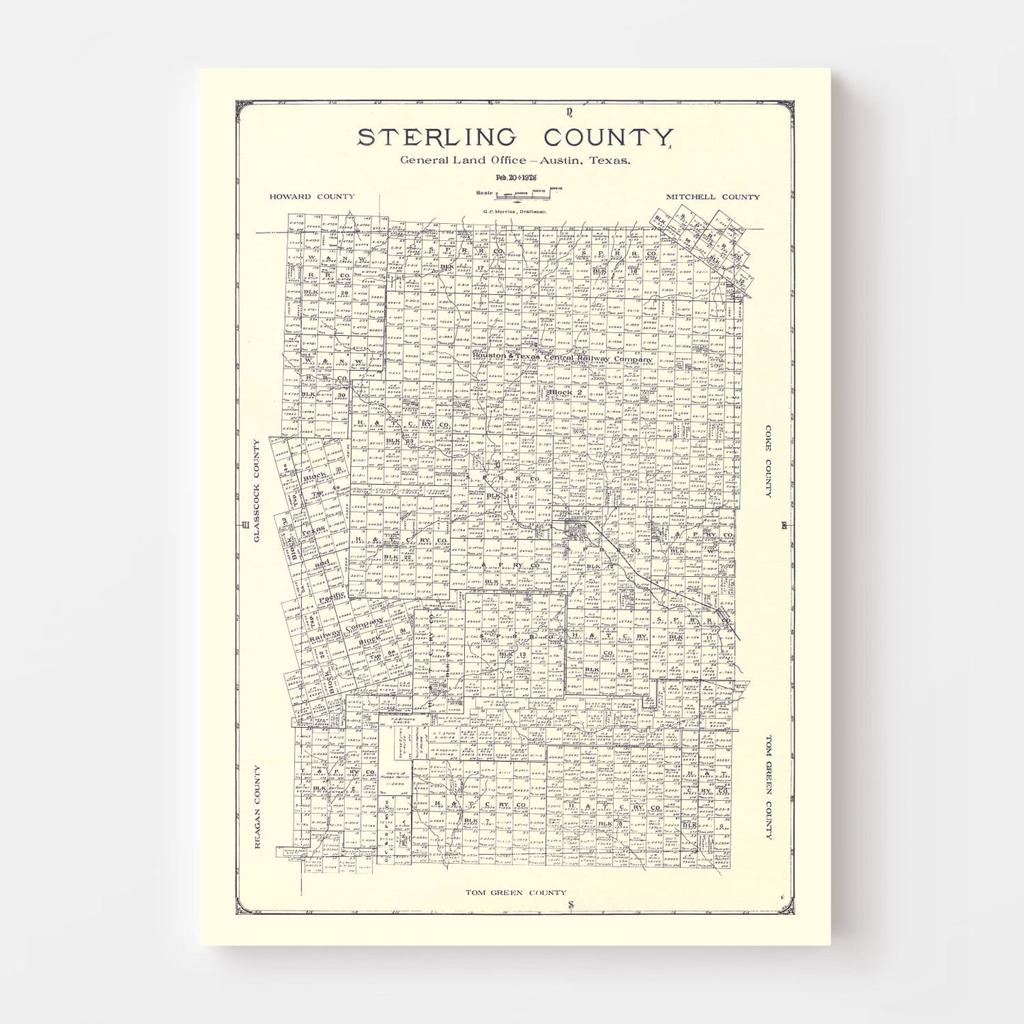 Vintage Map of Sterling County, Texas, 1926
