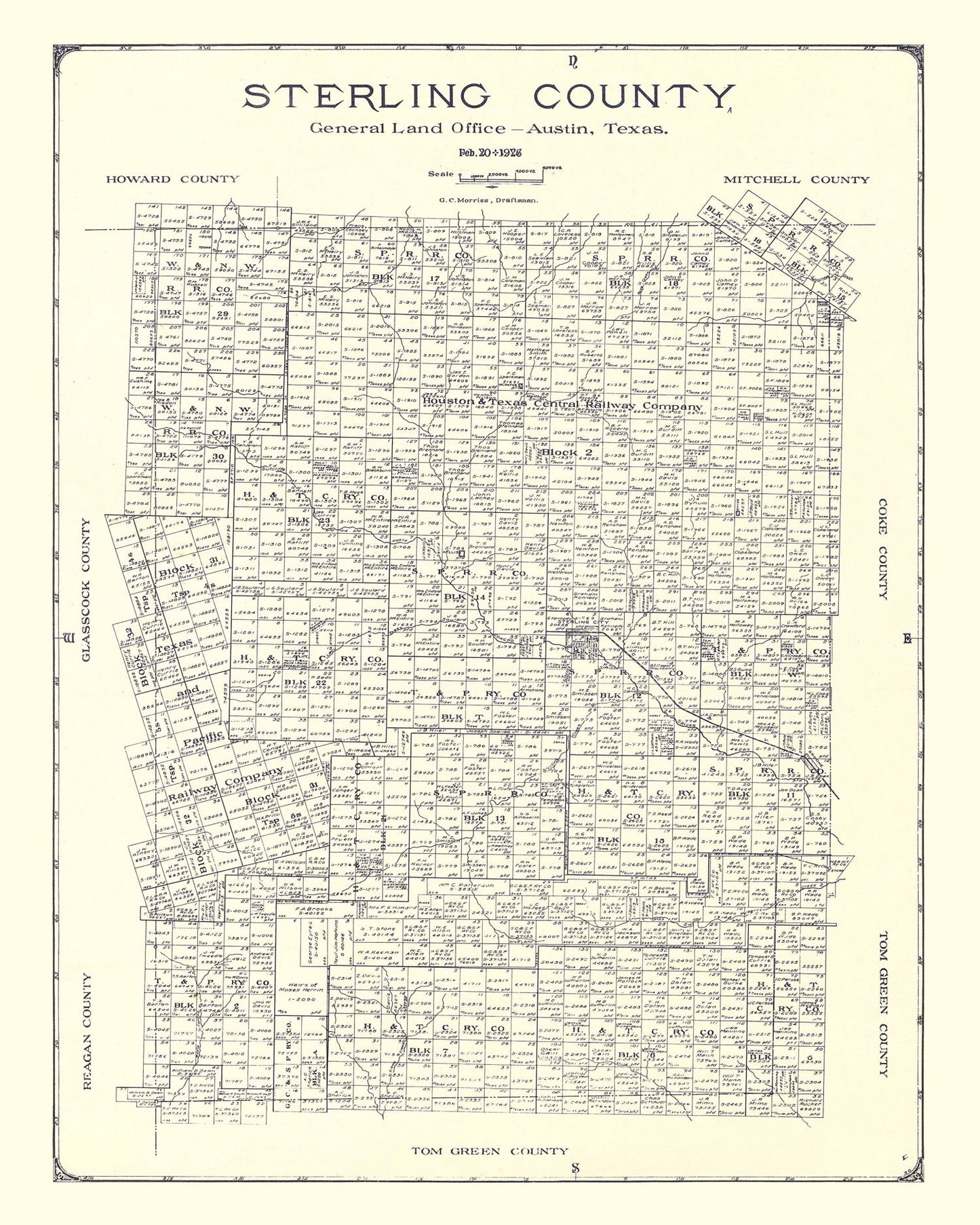 Vintage Map of Sterling County, Texas, 1926