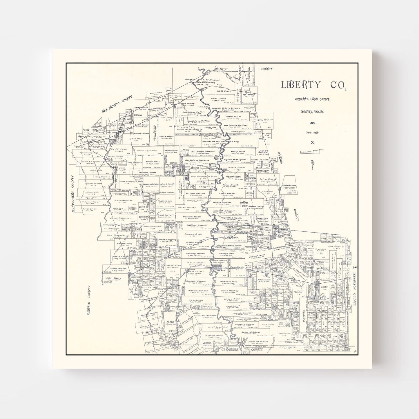 Vintage Map of Liberty County, Texas, 1926 II