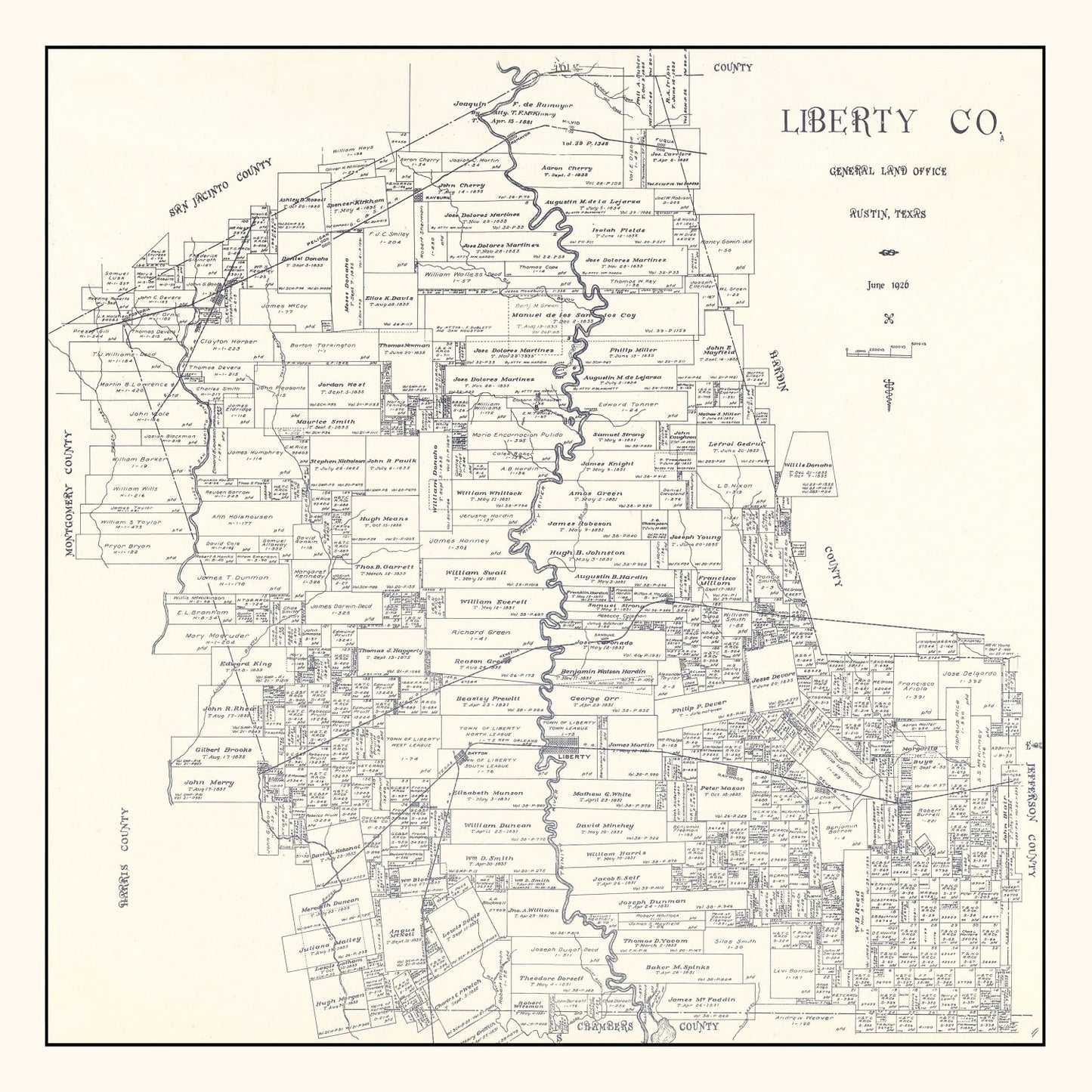 Vintage Map of Liberty County, Texas, 1926 II
