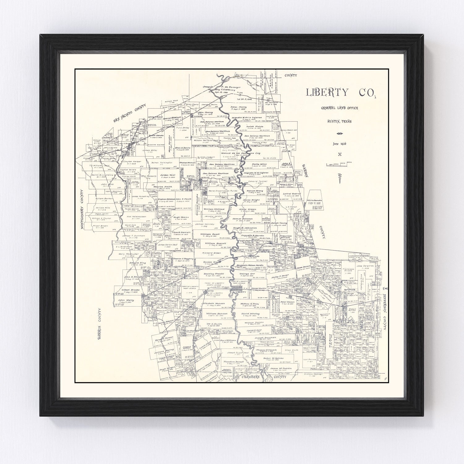 Vintage map of Liberty County, Texas, 1926