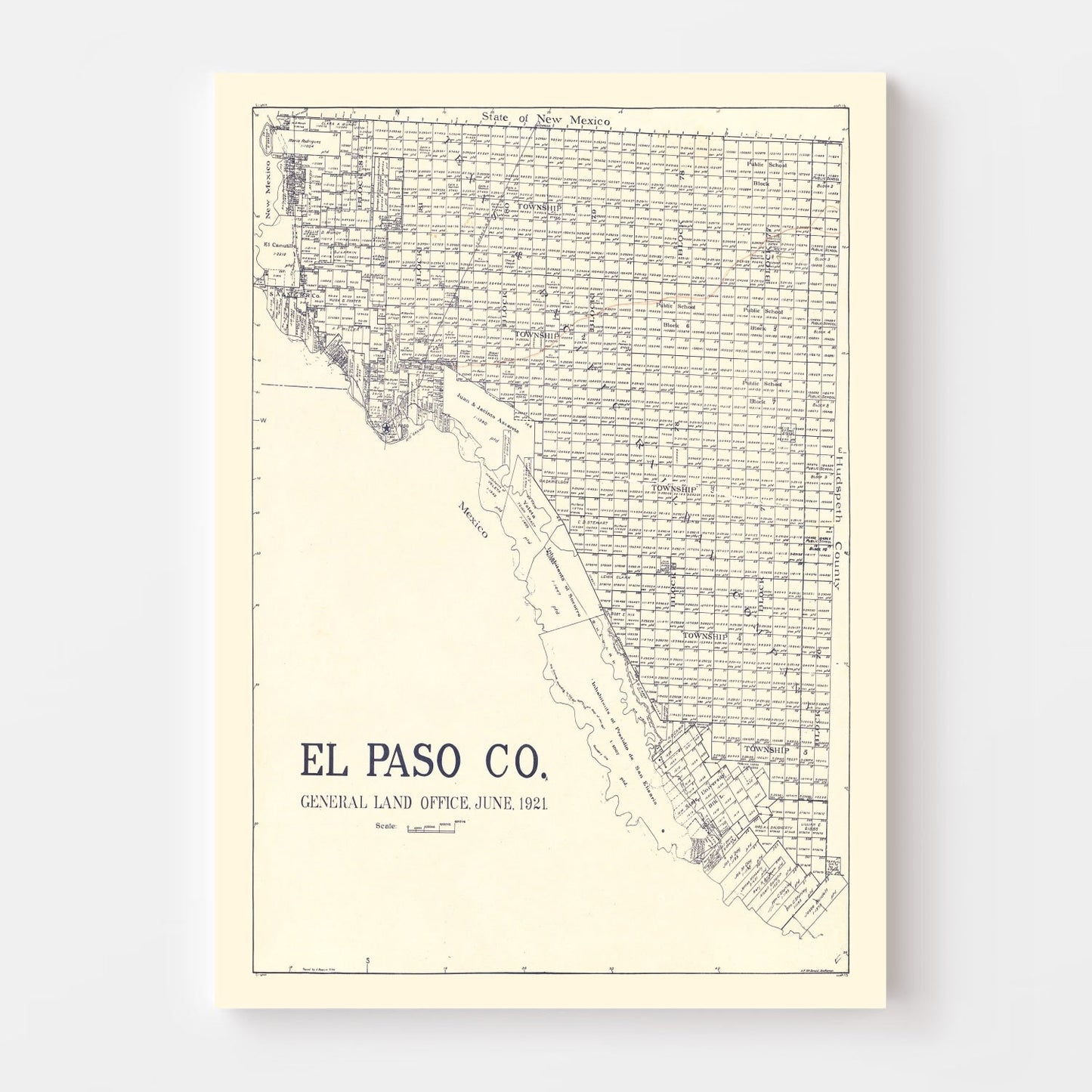 Vintage Map of El Paso County, Texas 1921, No. 2
