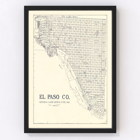 Vintage map of El Paso County, Texas, 1921, Fabens
