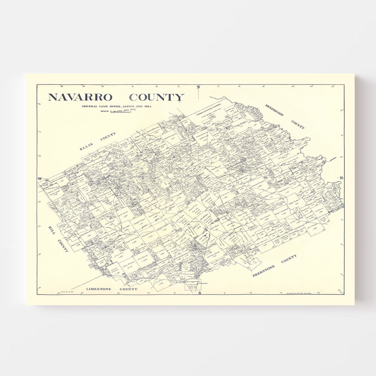 Vintage Map of Navarro County, Texas, 1924 (Ed. 2)
