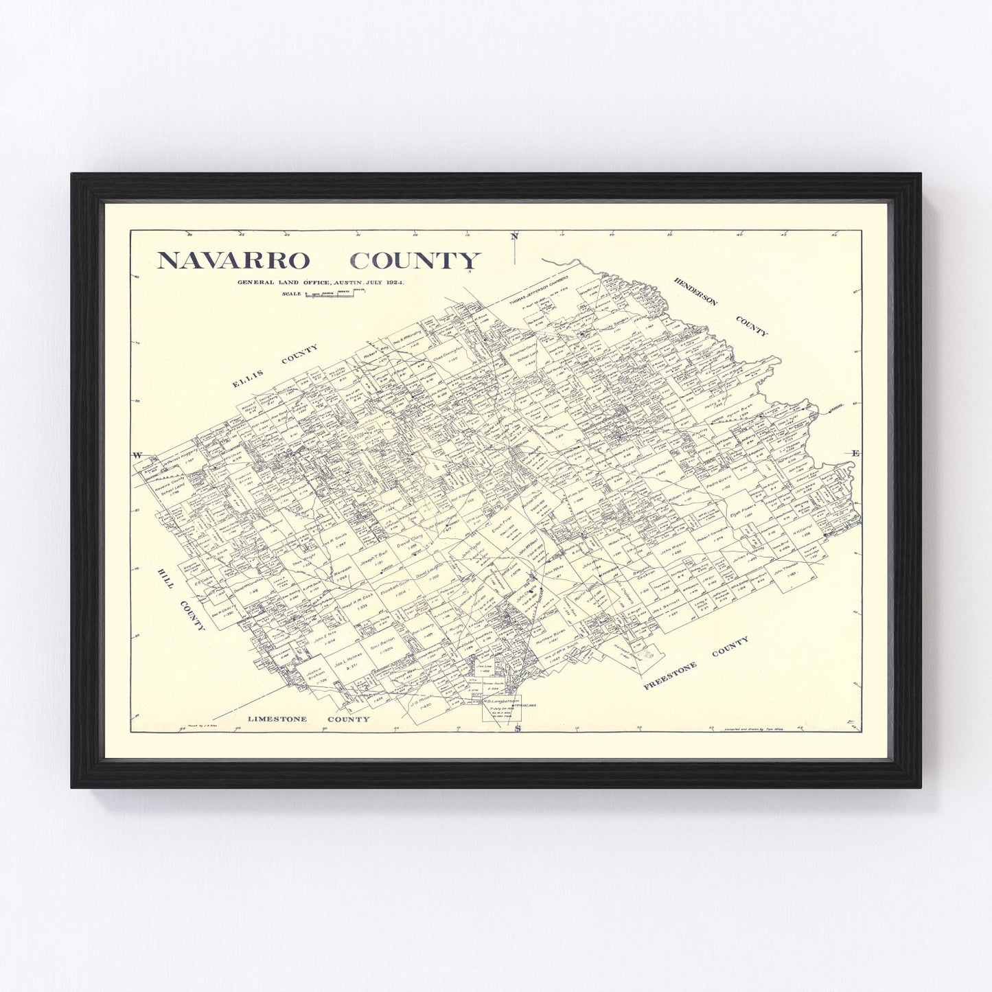 Vintage map of Navarro County, Texas, 1924