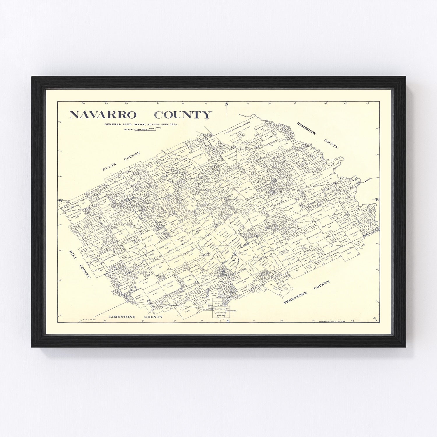 Vintage map of Navarro County, Texas, 1924