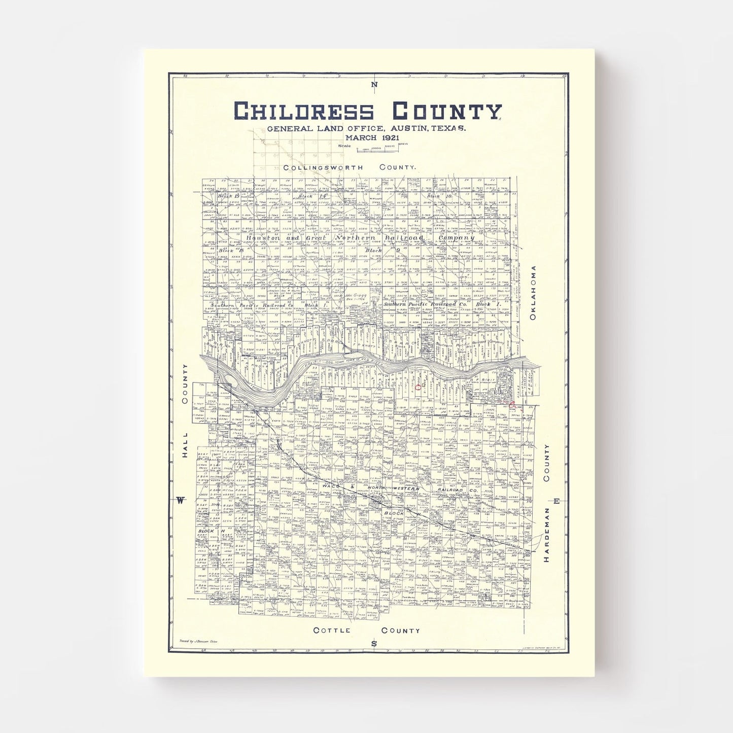Vintage Map of Childress County, Texas, 1921 Restored Print