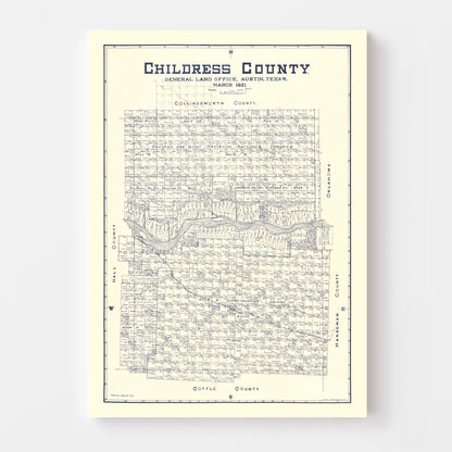 Vintage Map of Childress County, Texas, 1921 Restored Print