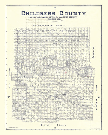 Vintage Map of Childress County, Texas, 1921 Restored Print